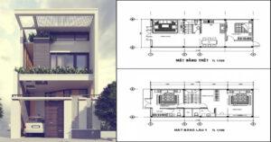 bản vẽ nhà 2 tầng