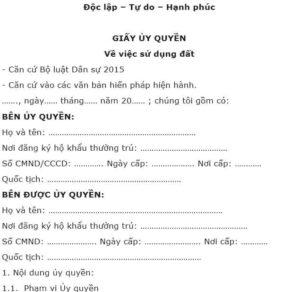 chi phí ủy quyền nhà đất